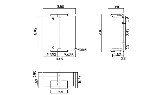 反射型LED・標準パッケージ外形寸法/オプトデバイス研究所